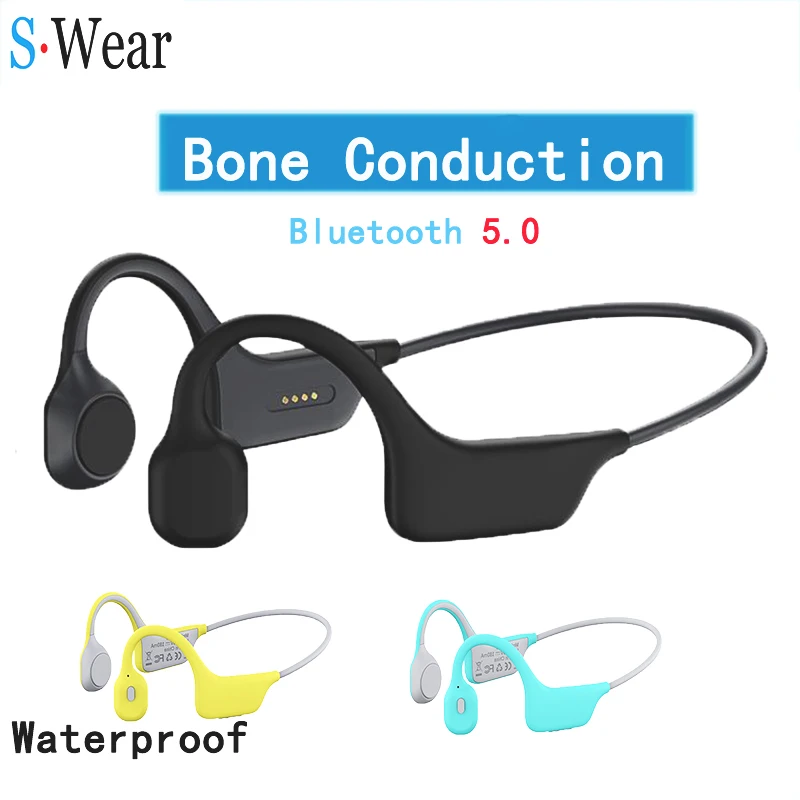 Waterproof Bluetooth 5.0 Wireless Headphones Bone Conduction Earphones Outdoor Sport Headsets with Microphone For Shipping