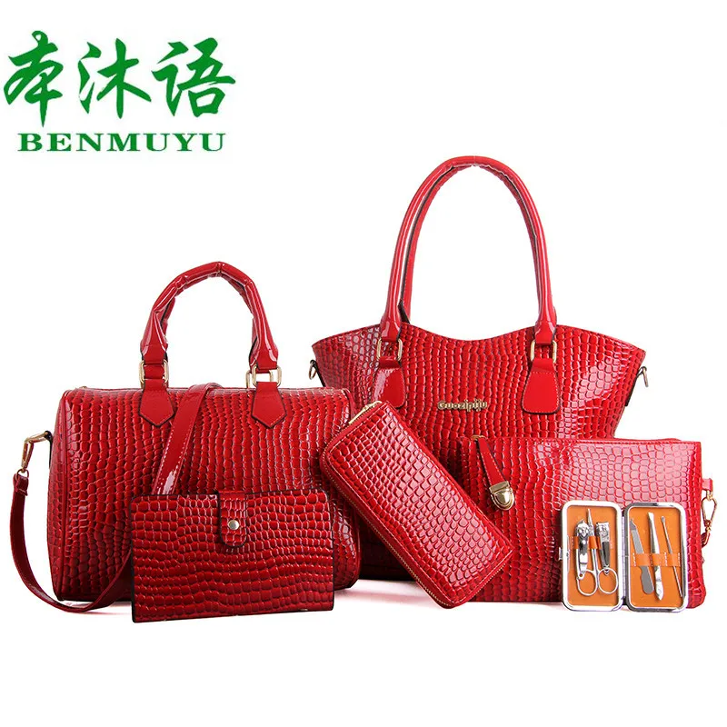 

Bag 2019 New Style WOMEN'S Bag Solid Color Stone Pattern Zipper Picture Six Pieces Set Bag Korean-style Style WOMEN'S Shoulder B