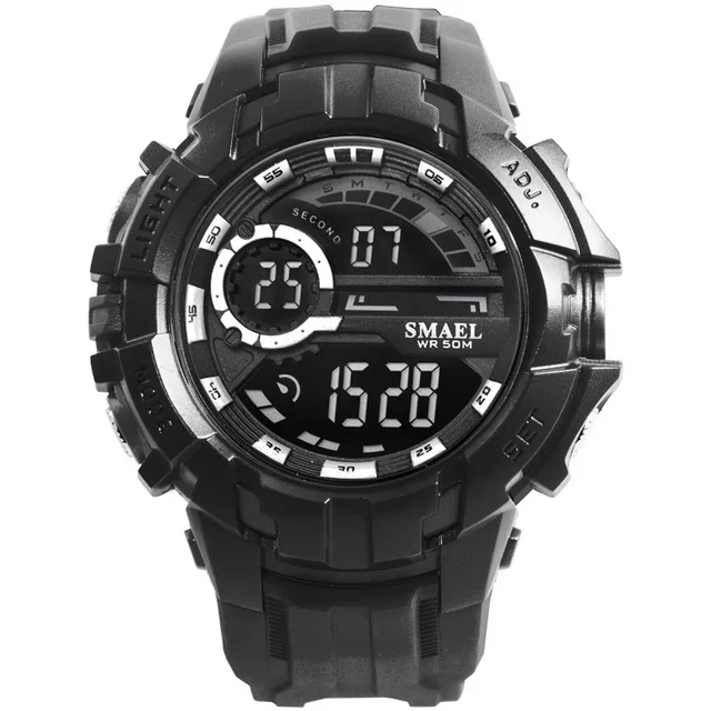 Digital Watch Men Sport Watches Waterproof SMAEL Relogio Montre Shock Black Gold Big Clock Men Automatic 1610 Men Wtach Military - Цвет: Black