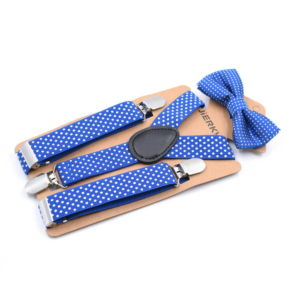 Bow Ties Kids Baby Boy Girls Suspender and Bow Tie Sets Children Formal Party Polka Dot 2Pcs Combo Set Lot