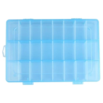 

Adjustable 24 Compartment Slot Plastic Craft Storage Box Jewellery Tool Container Organiser Blue