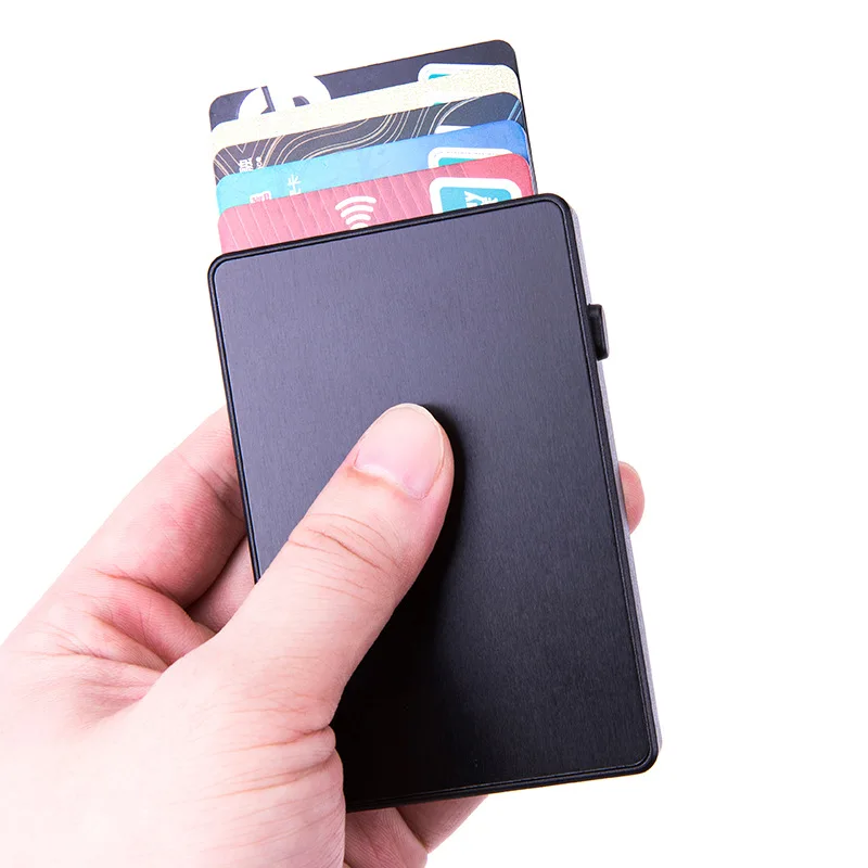 

Bycobecy 2020 Creativity Auto Pop-up Fashion RFID Card Holder Metal Aluminum Ultra-thin Card Box ID Holders