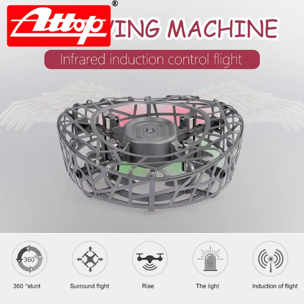 ATTOP F6 Anti-colisi�n de mano de vuelo de inducci�n infrarroja Mini Drone luces LED aviones de control inductivo para ni�os reg