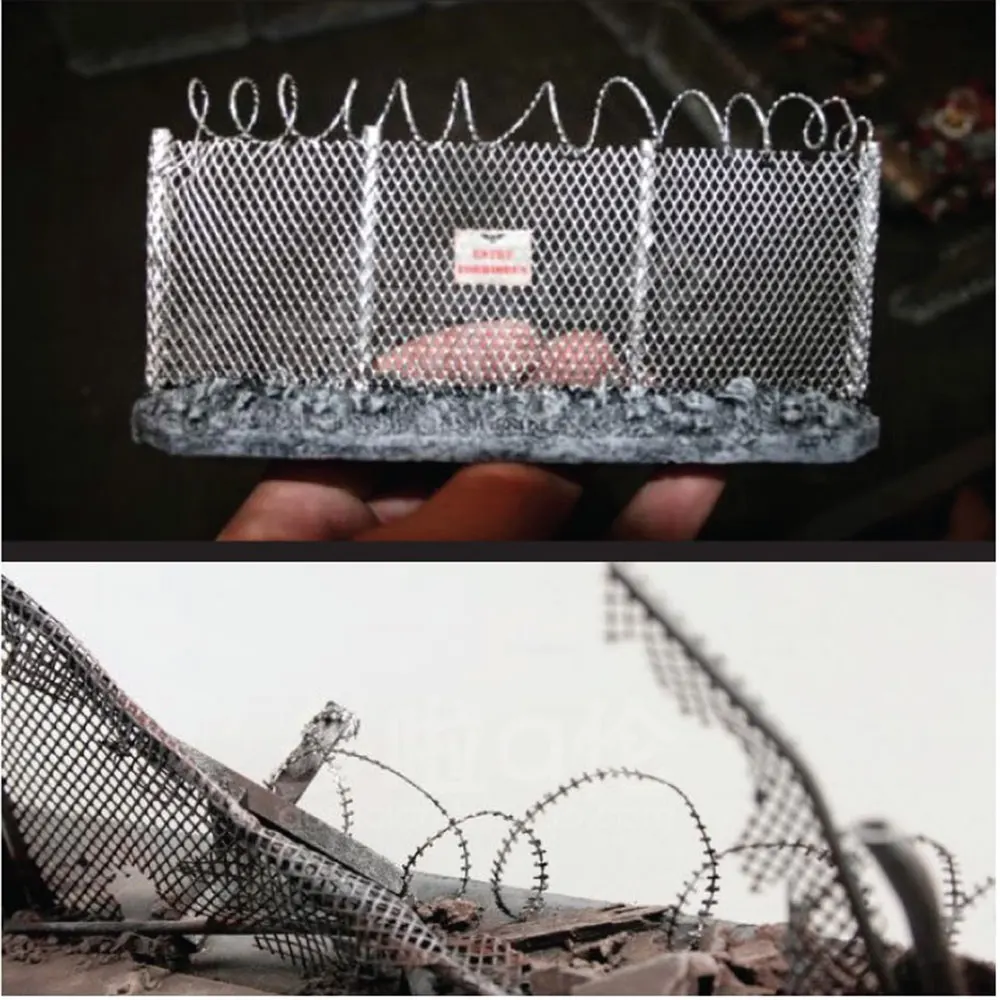 1pc 10*24cm Miniature Metal Mesh HO Railway Train Barbed Wire Fence Tank Model Filter Mesh DIY Model Making Kits for Diorama 4