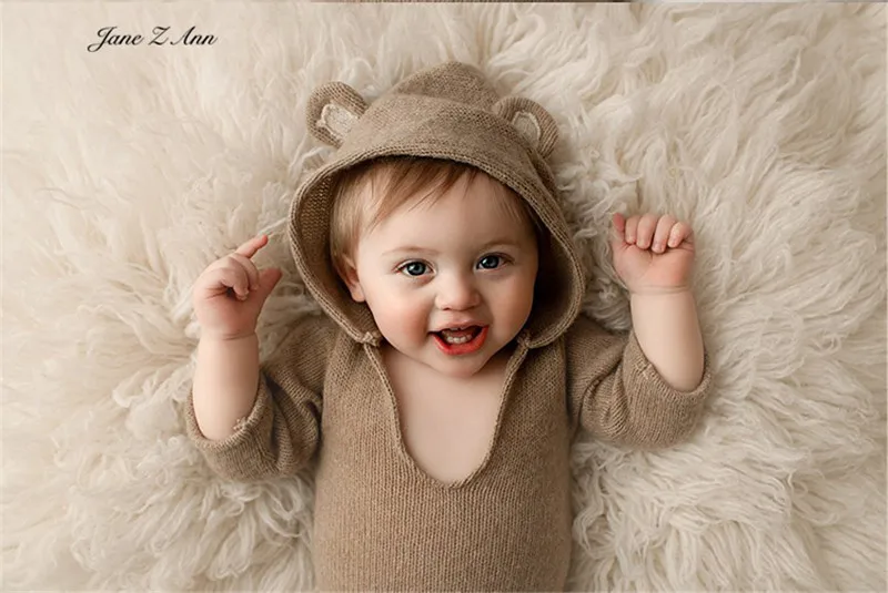 Джейн Z Ann для маленьких мальчиков милый комбинезон с капюшоном для новорожденных и 1 год наряд для фотосессии для студийной съёмки Подставки для фотографий одежда Brothers