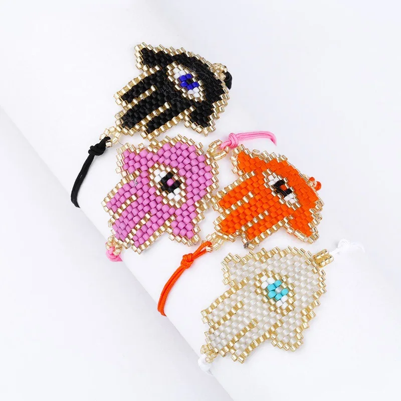 

Beads Hand Of Fatima Hasma Bracelet Evil Eye Horus Black String Adjust Bracelet For Women Protection Jewelry Bracciali Donna