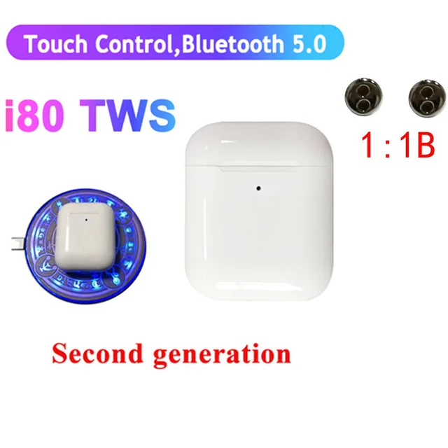 I80 TWS 1:1 Реплика Bluetooth 5,0 гарнитура 1:1 A2 6D бас сенсорное управление беспроводные наушники для iphone android - Цвет: quality B