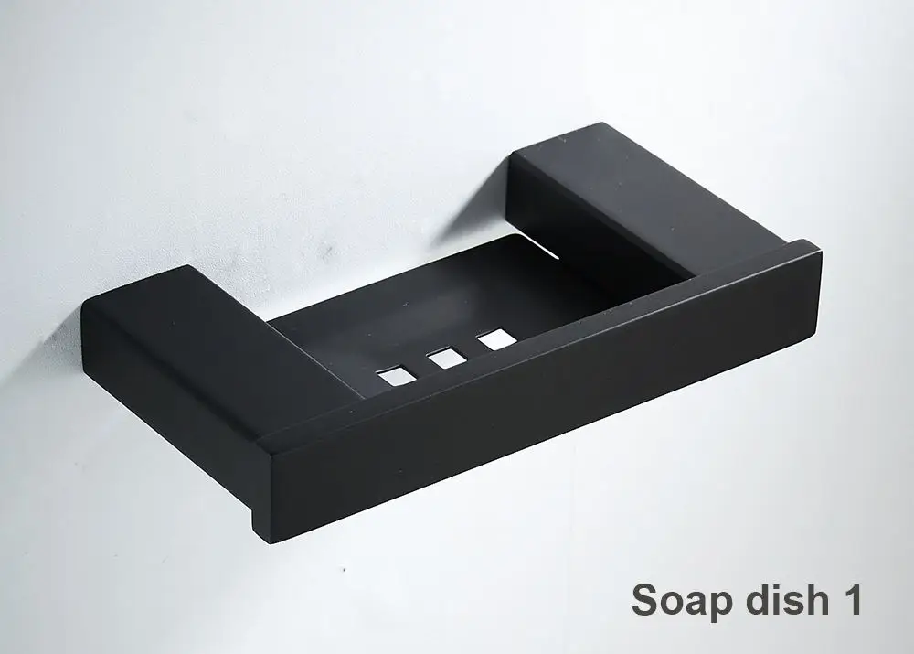 Falangshi 304 нержавеющая сталь набор аксессуаров для ванной комнаты Высокое качество вешалка для полотенец держатель для бумаги Ванная комната Полки крючки черный цвет WB8838