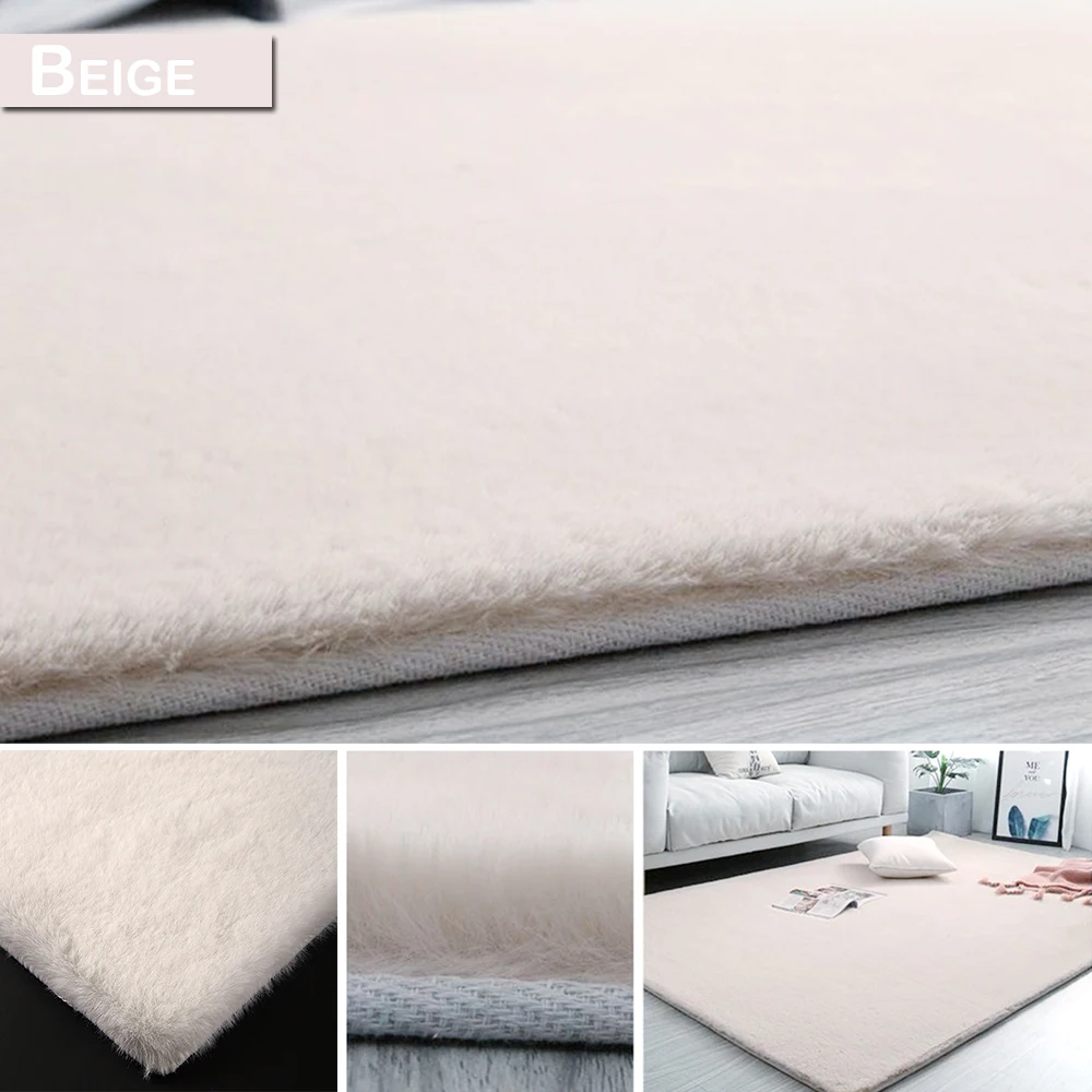 Beige Противоскользящий коврик моющийся ворсистый меховой ковер с кроликом плюшевый мягкий ковер для спальни водопоглощающий ковер для гостиной D20 - Цвет: Beige