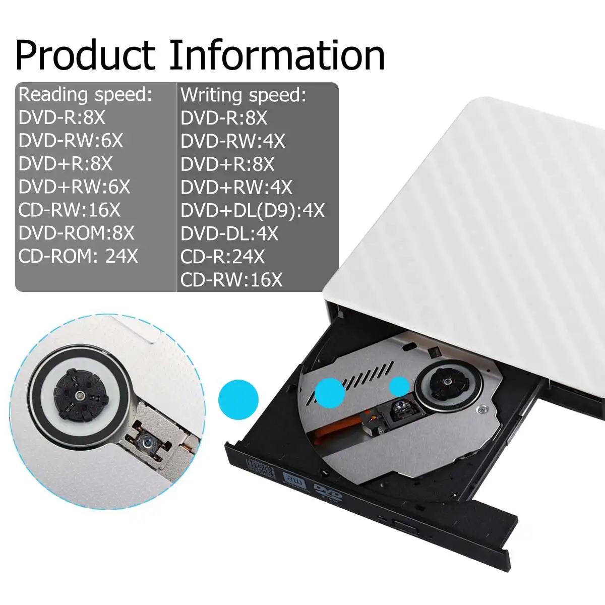 Внешний USB 3,0 DVD RW CD Writer тонкий карбоновый зерновой привод горелки ридер плеер для ПК ноутбука оптический привод