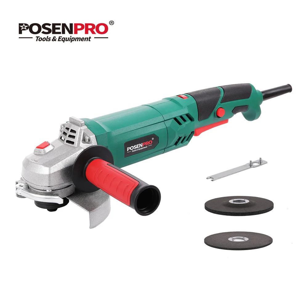 Electric Angle Grinder 1100W 125mm Variable Speed 3000-12000RPM Toolless Guard for Cutting Grinding Metal