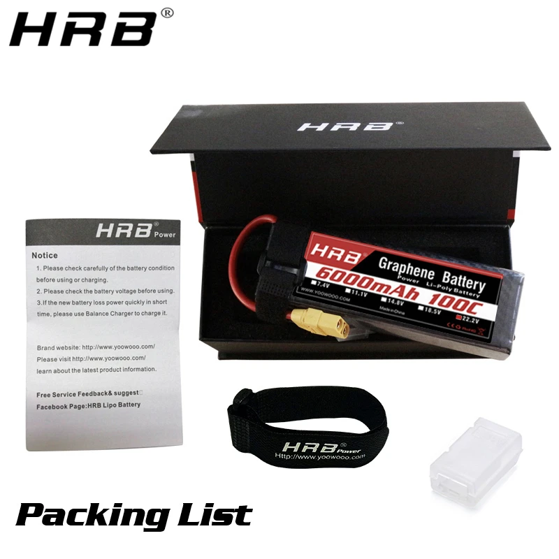 Графеновый литий полимерный аккумулятор HRB 22 2 в 6000 мАч 6S 100C XT90 EC5 T Deans XT60 XT150 RC Racing FPV