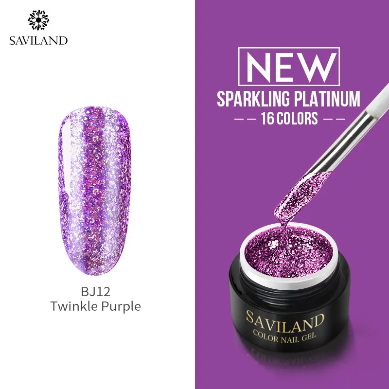 Saviland Гель- лак для ногтей с бриллиантами, блестящий Светодиодный УФ- гель для маникюра, блестящий Блестящий Гель-лак для ногтей, Полупостоянный гель для ногтей - Цвет: BJ12