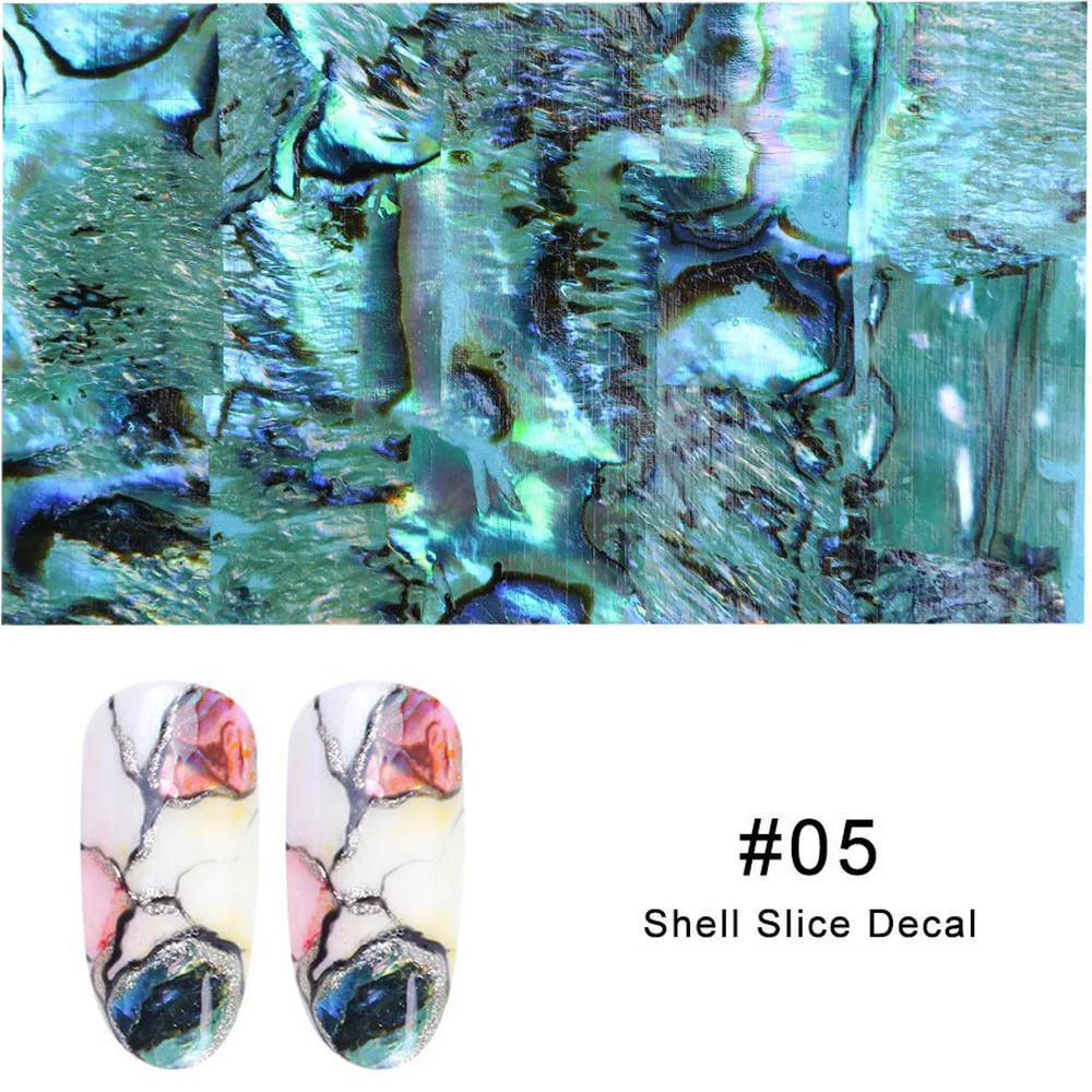 05 Жемчужный лак для ногтей Наклейка из фольги 3D проблеск Abalone Shell узор клейкая оберточная бумага мрамор Русалка наклейки для ногтей украшения - Цвет: 05