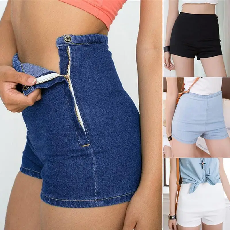 New Sexy Women Slim High Waist Jeans Denim Tap Short Hot Shorts Tight A Side Button