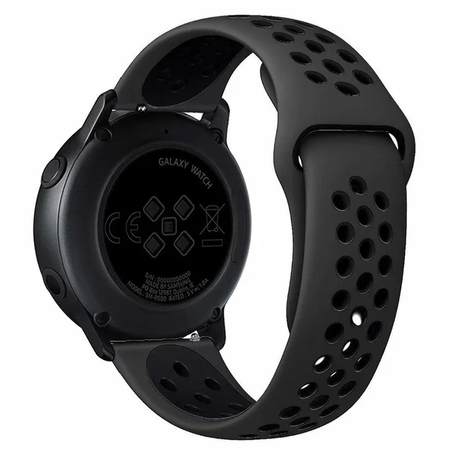 Ремешок для часов 22 мм 20 мм для samsung gear S2 S3 frontier Galaxy Watch Active2 42 мм 46 мм силиконовый ремешок для Huami amazfit huawei gt 2 - Цвет ремешка: black black