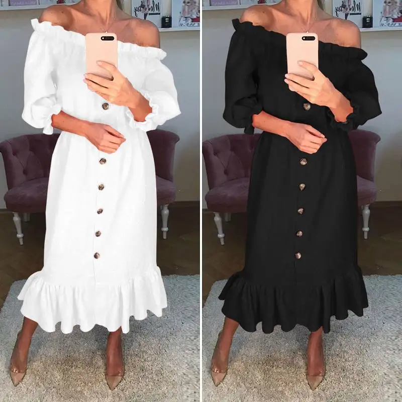 Вечерние платья, VONDA, женский летний сарафан с открытыми плечами, Vestidos, женское богемное длинное платье с рукавом-бабочкой размера плюс