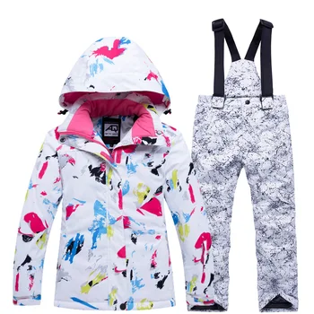 

Winter kids Ski Suit Sport Set For Children Thicken Windproof Hooded Child Down Suit Snowboard Jackets+Pants Two Piece Clothes