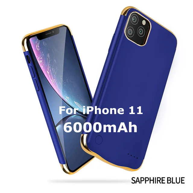 Blue for iPhone 11 Power Cases 6000mAh Чехол-аккумулятор для iPhone 11 Pro Max зарядное устройство чехол для iPhone 11 Pro аккумулятор - Цвет: Blue for iPhone 11