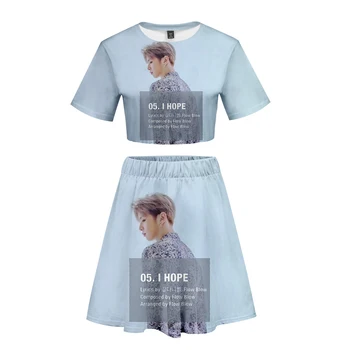 

Kang Daniel Kpop Korean New Album Harajuku Kpop 3D Cool 2 Piece Set Summer Crop Top+Short Skirt Streetwear Summer Women Sets