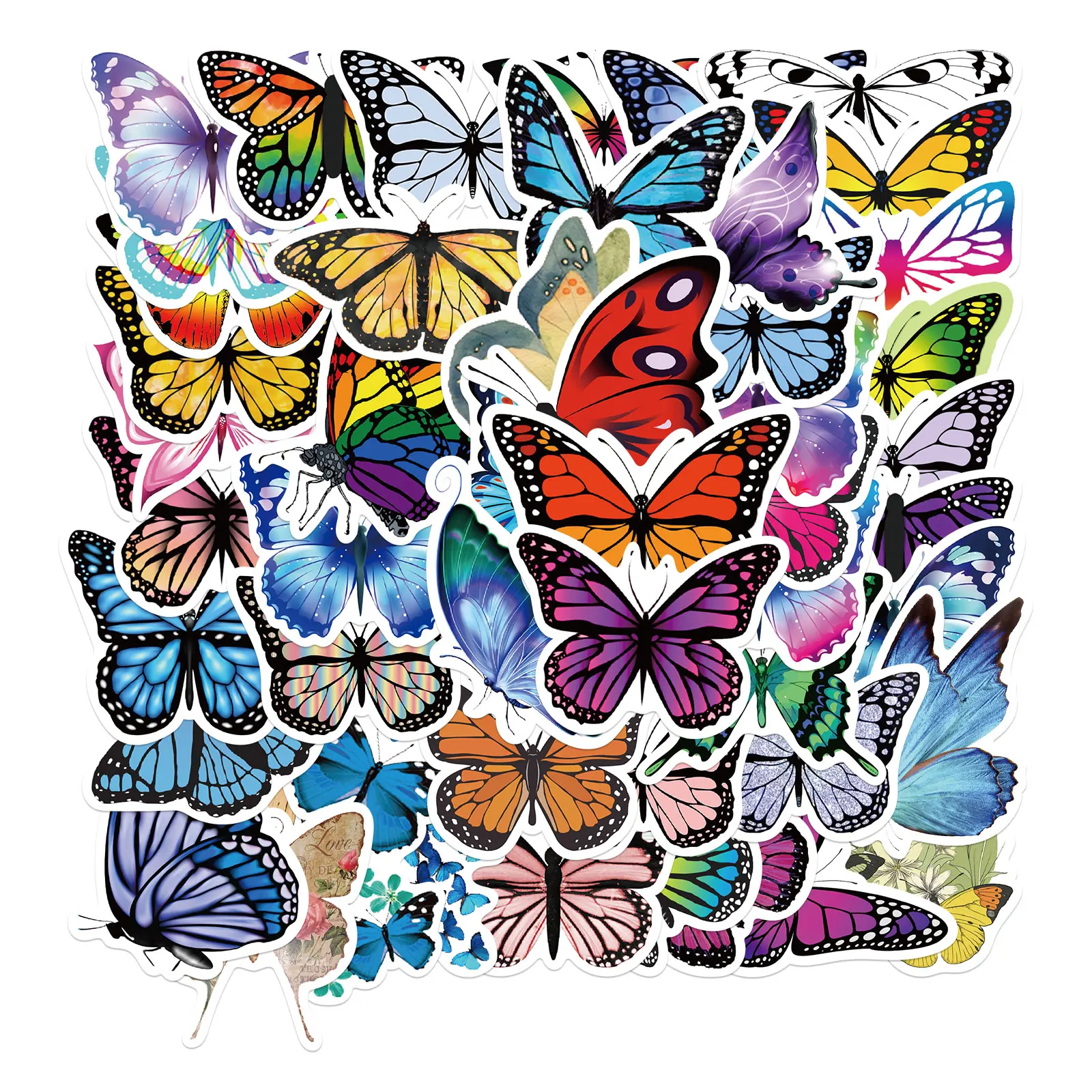 50PCSButterflyStickersforLaptopSkateboardGuitarStationery