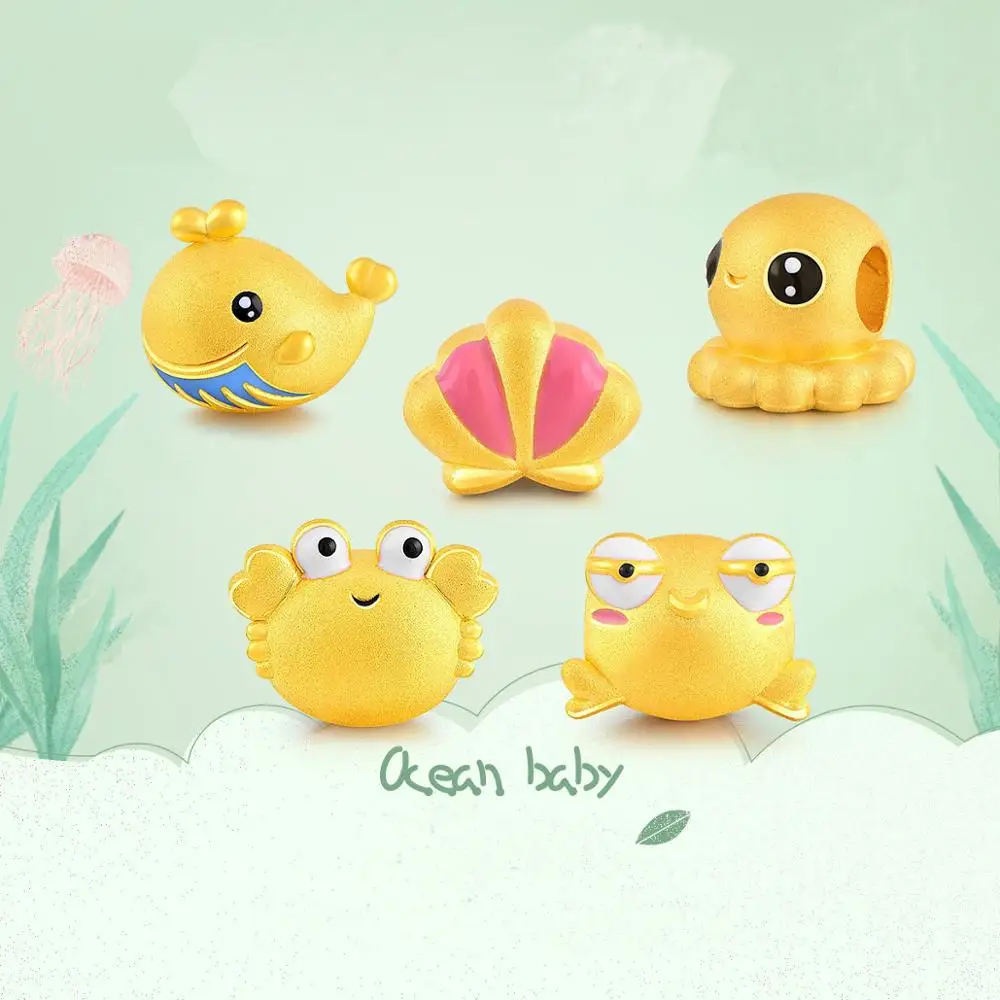 

Ocean Series Crab Octopus Shell Whale Frog Lovely Animal Gold Filled Charm fit Original Bracelet for Women Beads Jewelry Gifts