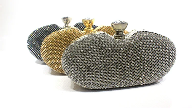 

Dai Wei Full of Crystals Evening Bag Black Gold And Silver Diamond Parcels Banquet Diamond Set Chain Cheongsam li fu bao WOMEN'S