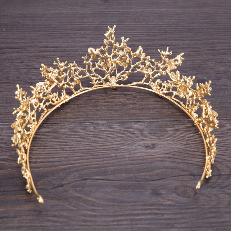 Vintage korona ślubna motyl Rhinestone kryształowa korona ślubna akcesoria ślubne księżniczka korona ozdobna na głowę ręcznie robione prezenty