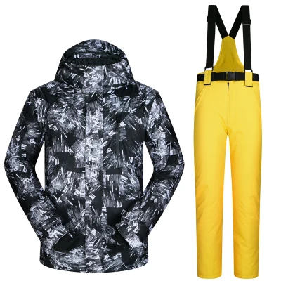Мужской лыжный костюм лыжный сноуборд куртка брюки ветрозащитная водонепроницаемая верхняя спортивная одежда Лыжная одежда брюки мужской костюм набор - Цвет: Color 4