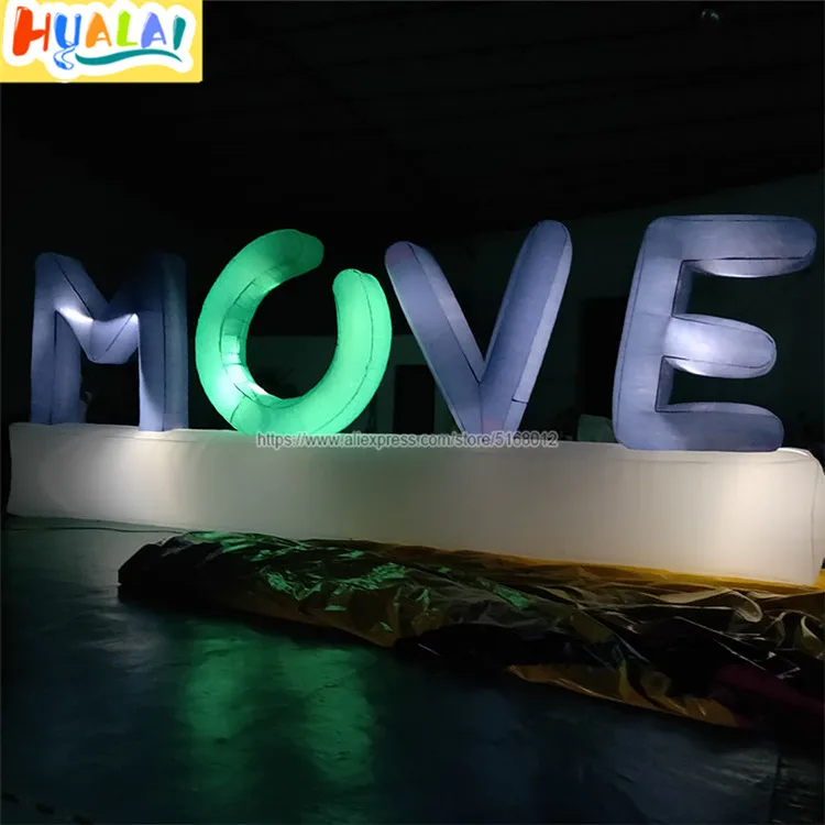 

8m length giant inflatable MOVE Letter with base LED lighting model for outdoor Advertising decorations events