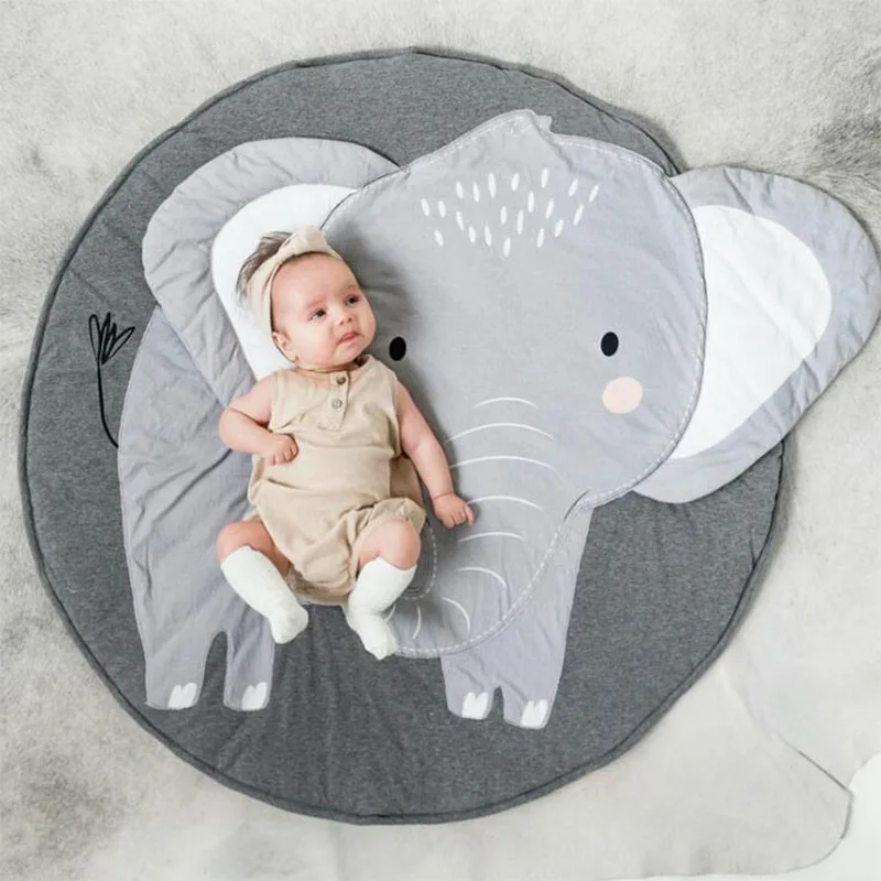 elephant Коврик для лазания в виде животных, детские игровые коврики для новорожденных, мягкий хлопковый коврик для сна, одеяло для ползания, круглый коврик, игрушки, детский подарок - Цвет: elephant