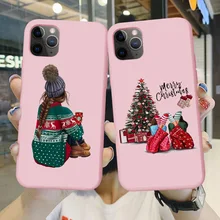 Счастливый новогодний мягкий чехол принцессы для девочек конфетно-розовый для iPhone 11 Pro MAX 6 7 8Plus SE 5s MAX XR XS X Санта Клаус Снежная накладка олень
