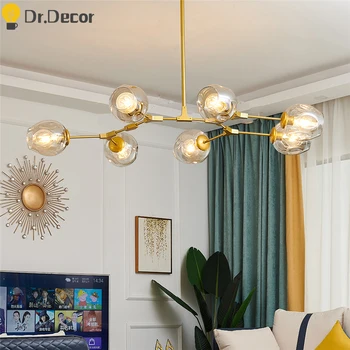 

Nordic LOFT Glass LED Chandeliers Modern Chandelier Lighting for Living Room Bedroom Hanging Lamp Ball Kitchen Luminaire Luster