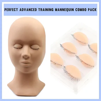 

Viplash Mannequin Flat Head Silicone Practice False Eyelash Extensions Makeup Model Massage Training