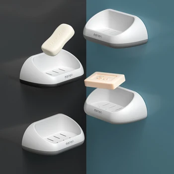 

Wall Soap Holder Bathroom Shelf Shower Soap Dishes Storage Box Drain Pan with Container for Home Bathroom Accessories Sets