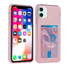  Shockproof Transparent Phone Case For iPhone 12Mini 13 12 11Pro Max X XS XR 7 8 Plus SE 2 Soft Silicone Wallet Cover Card Holder 