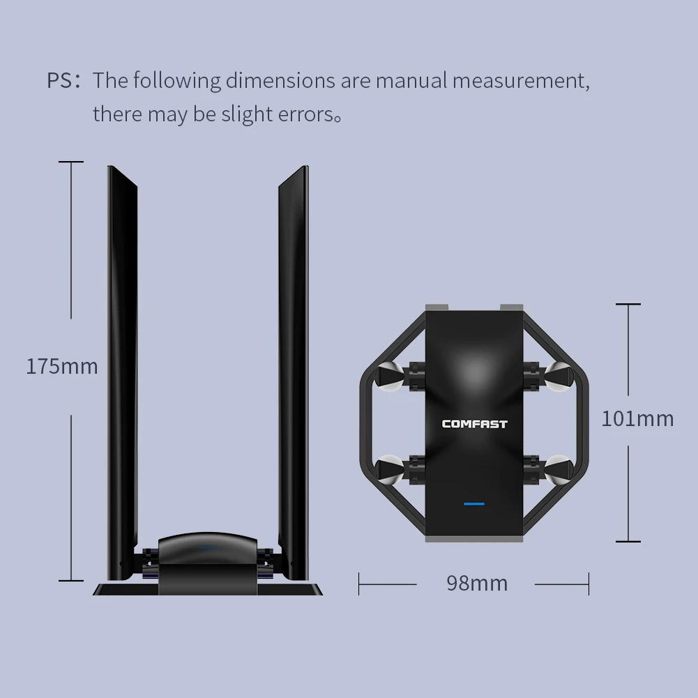 COMFAST CF-WU785AC 1300Mbps WiFi Adapter 2.4+5.8GHz Dual Band Network Card Micro USB 3.0 Wireless Receiver with 4 Antennas