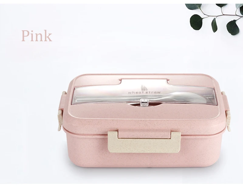 TUUTH Microwave Lunch Box Wheat Straw Dinnerware Food Storage Container Children Kids School Office Portable Bento Box B1