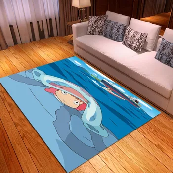

Japanese Anime Ponyo on the Cliff Floor Mats for Bedroom Living Room Welcome Entrance Doornats Large Area Rugs Machine Wash