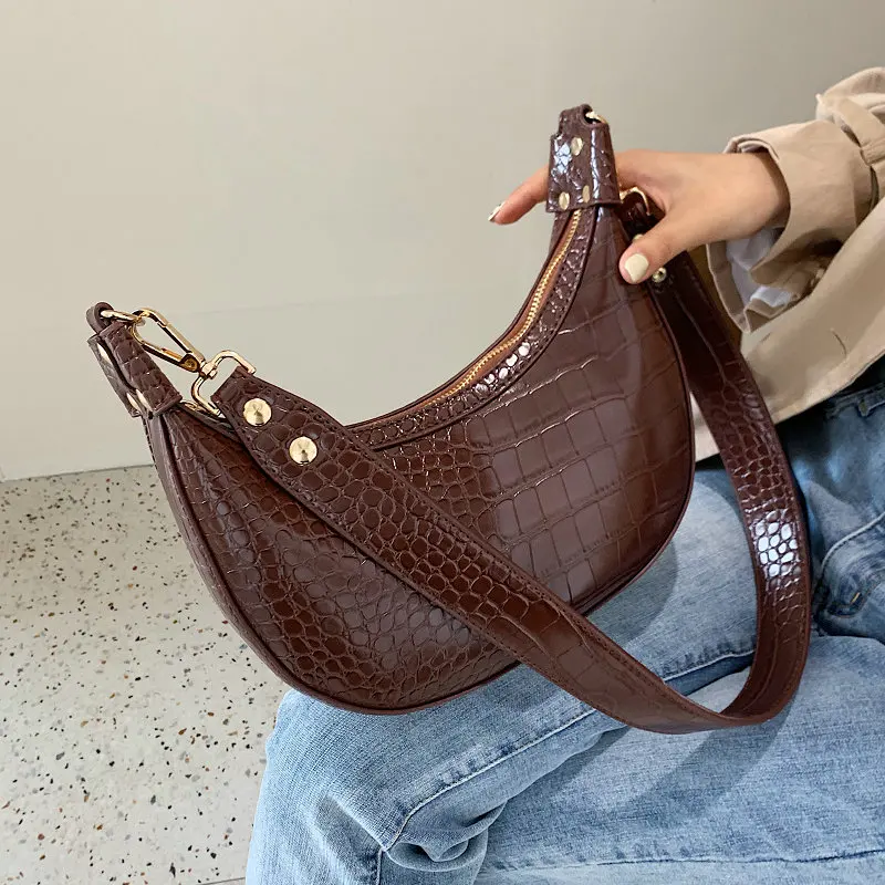 В стиле ретро из кожи аллигатора маленькие сумки hobo Для женщин сумки через плечо Модные Кошелек из искусственной кожи с узором «крокодиловая кожа» сумки через плечо Курьерские сумки дамы Сумки