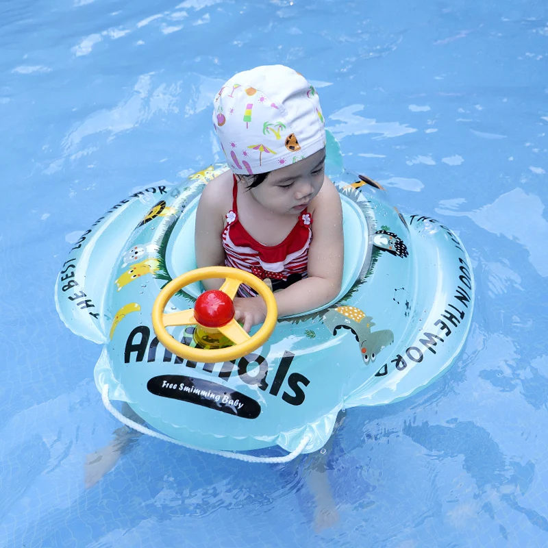 Baby Double Handle Float Swimming Ring Kid Inflatable Swim Tube  Water Fun Toy 