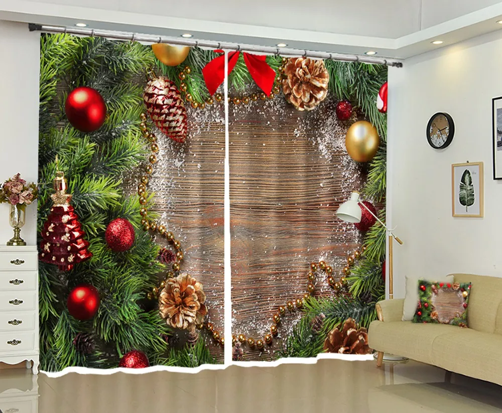 

Christmas Style Luxury Blackout 3D Window Curtain for Living Room Kids Bedroom Drapes Customized Size
