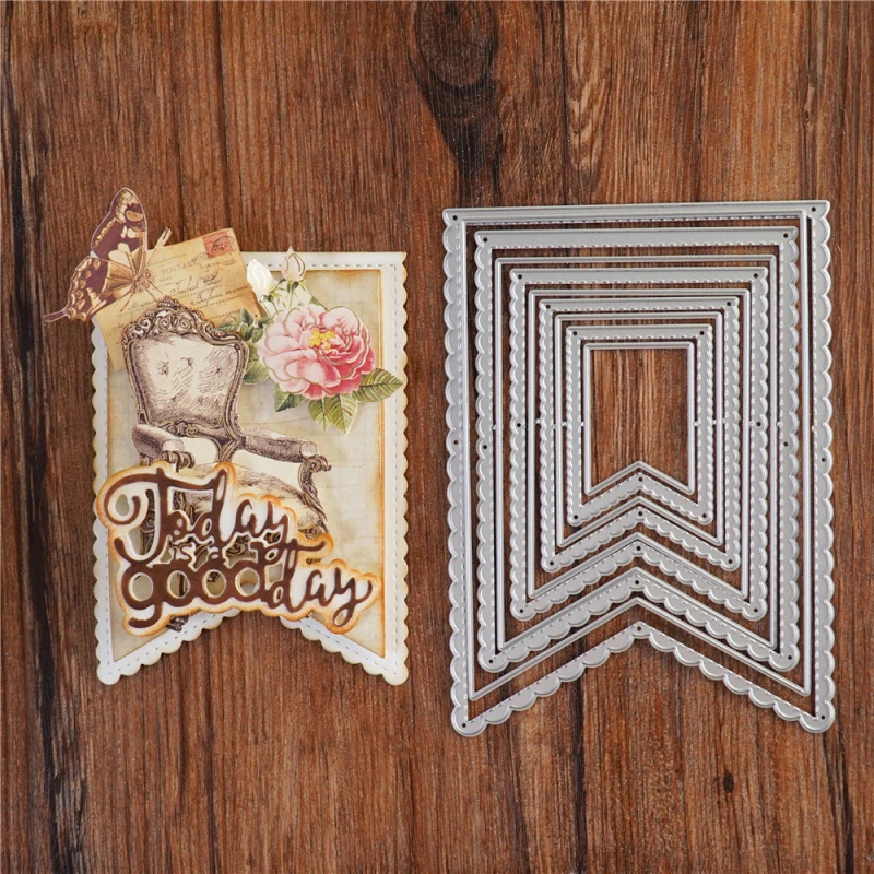 Banners Metal Cutting Die Stencil Template 5Pcs for DIY Embossing Paper Photo Album Cards Making Scrapbooking metal cutting dies craft stencil embossing cutting die scrapbook die cutter cutting dies