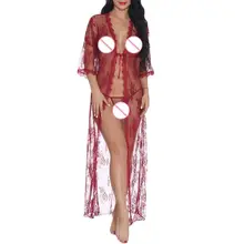 Новая Сексуальная одноцветная одежда для сна для женщин сексуальное длинное кружевное сексуальное платье Прозрачное кимоно халат ночные рубашки Roupa Para Dormir Y