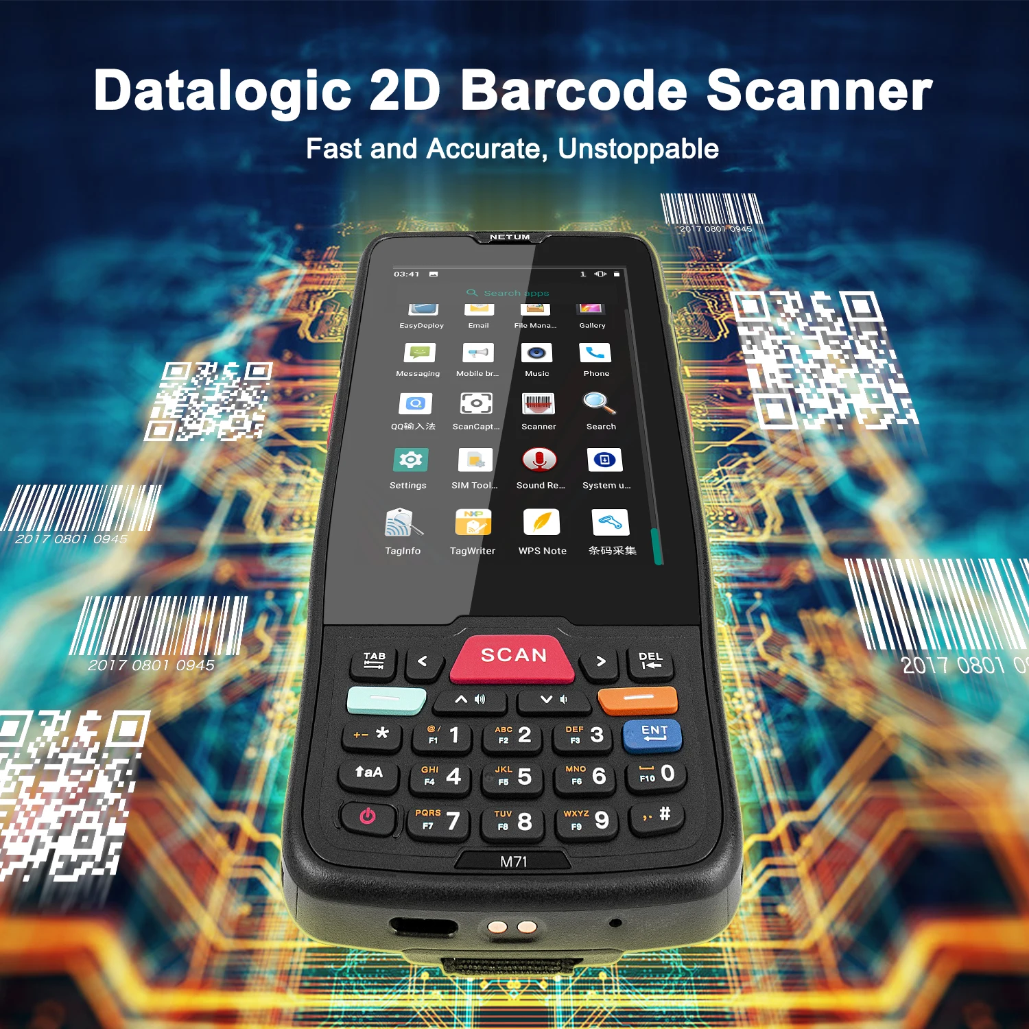 US $145.31 PDA7100 Handheld PDA Barcode Scanner Datalogic 2D Portable Data Collector Touch Screen Android Terminal Device With WIFI 4G GPS