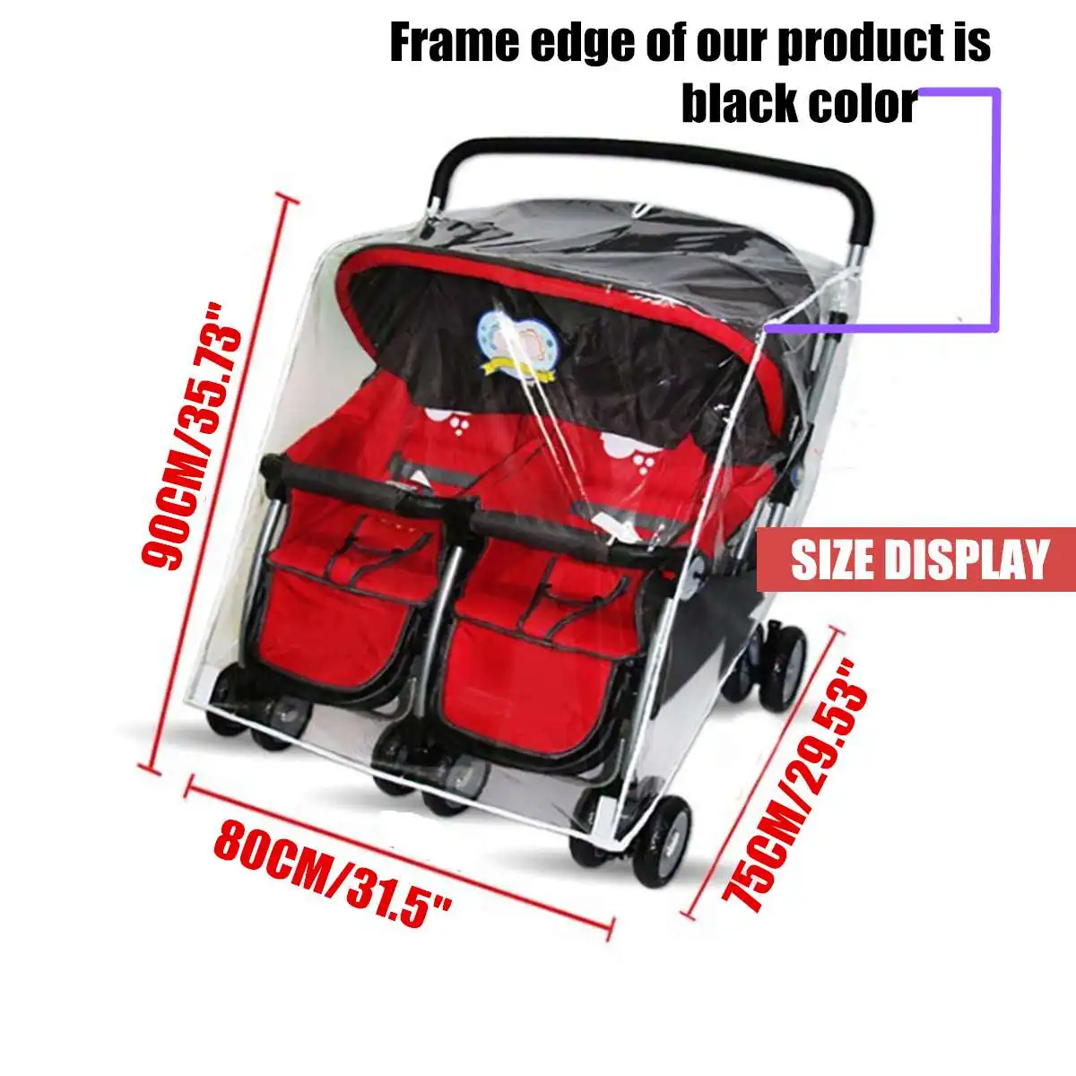 Rain Cover Stroller Protection Twins baby Waterproof Trolley With Double Sitting Side by Side Stroller Accessories