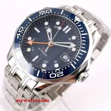 41 мм блигер синий стерильный циферблат GMT сапфировое стекло керамический Безель нержавеющая сталь Автоматические Мужские часы B296