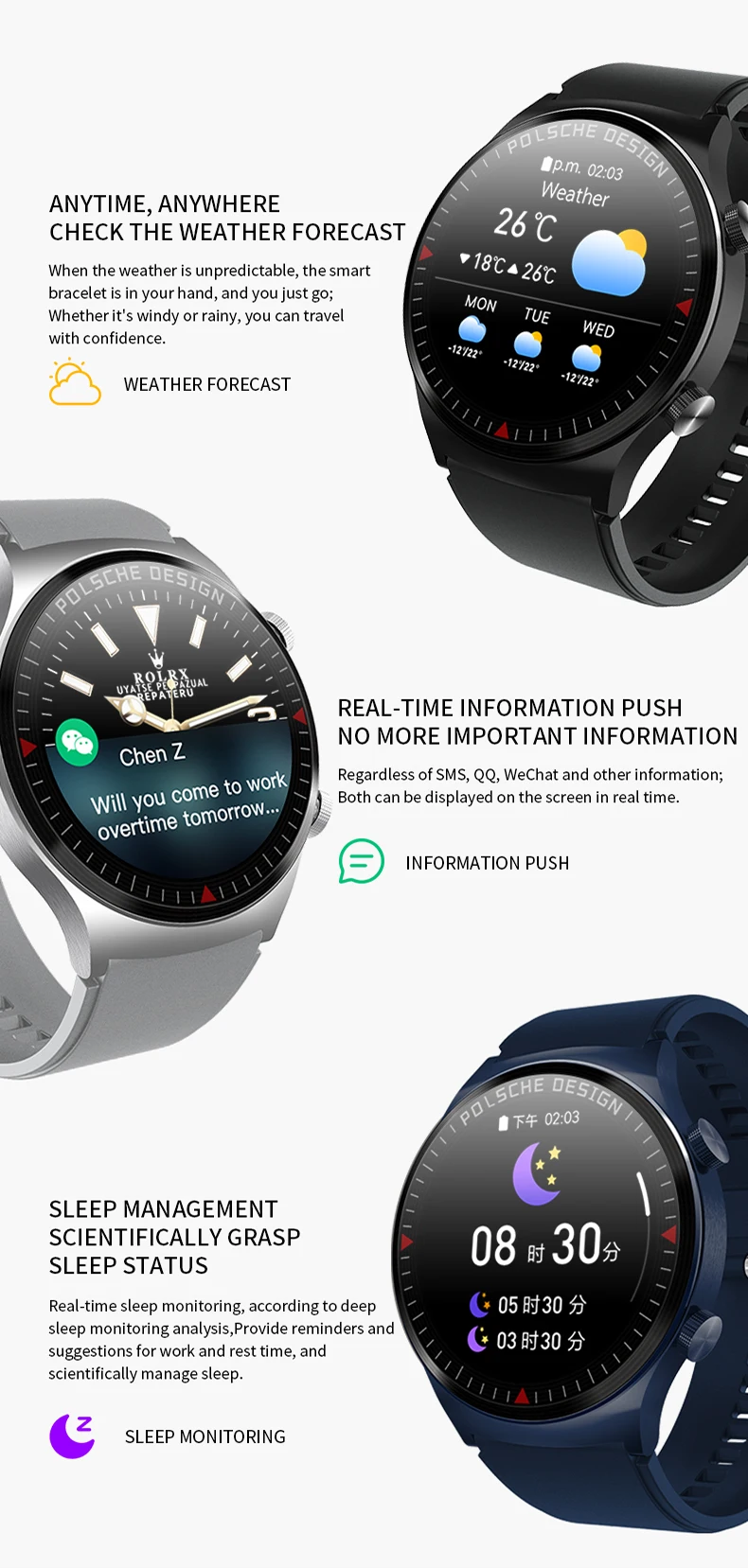 Smart Watch HW26 AMOLED Display Men Sport Clock Bluetooth Make Call Music Play Wristband Heart Rate Monitor Women Smartwatch