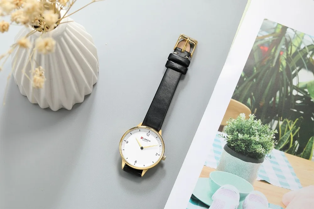 CURREN женские часы 2019 современная простота кварцевые часы из натуральной кожи ремешок ультра-тонкие наручные часы женские водонепроницаемые