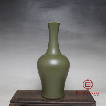 

Qing Yongzheng Tea Glazed Ring Bell Bottle Flower Vase Antique Vase Decoration Traditional China Porcelain Collection Home Decor